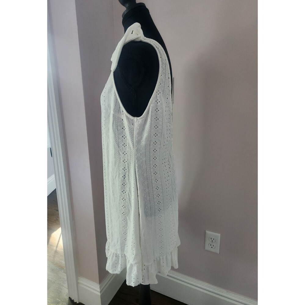 NWT CUPSHE White Eyelet Swim Cover Up Dress Shoulder Tie Scoop Neck - Large - Picture 4 of 7